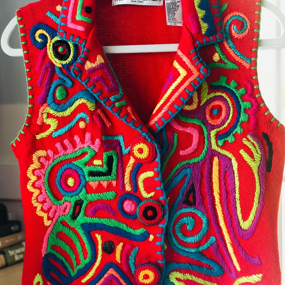 Vintage Michael Simon Embroidered Vest Size 1